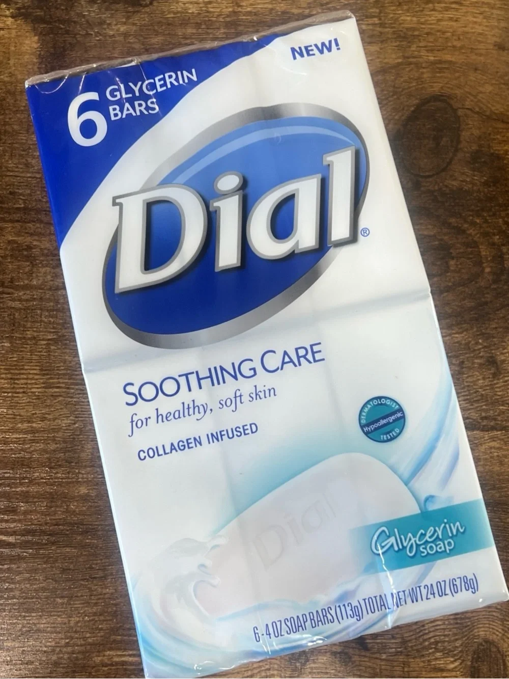 Dial Soothing Care Glycerin Soap 6 Bars Collagen Infused